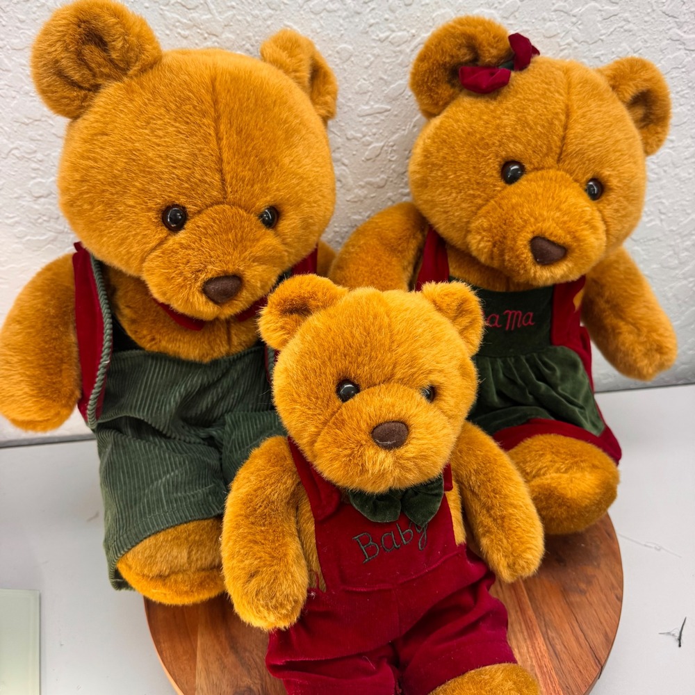 Vintage 1991 Commonwealth Teddy Bear‎ Family Papa Mama Baby Target Exclusive 3pc